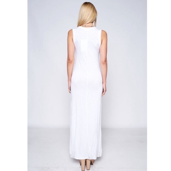 White Sleeveless Maxi with Side Slit - Picture 2 of 5